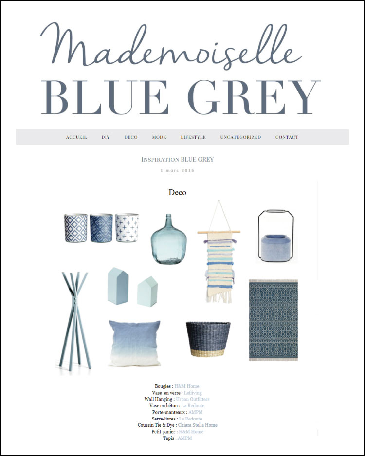 inspirations deco bleu par mademoiselle blue grey selection chiara stella home